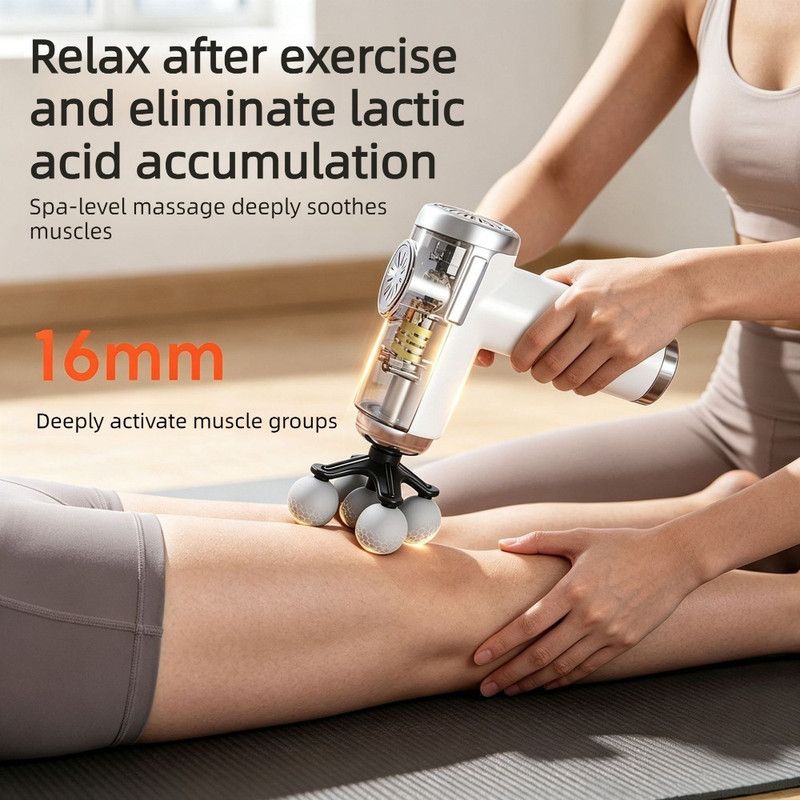 Multi-Head Mini Fascia Gun with 7 Replaceable Massage Heads, Portable Electric Deep Tissue Muscle Massager—White - Image 5