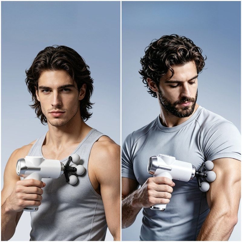 Multi-Head Mini Fascia Gun with 7 Replaceable Massage Heads, Portable Electric Deep Tissue Muscle Massager—White - Image 6
