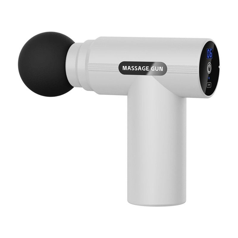 LED Digital Display 6-Speed Mini Fascia Gun, Rechargeable Portable Electric Muscle Massager for Fitness and Neck Relief—White - Image 1