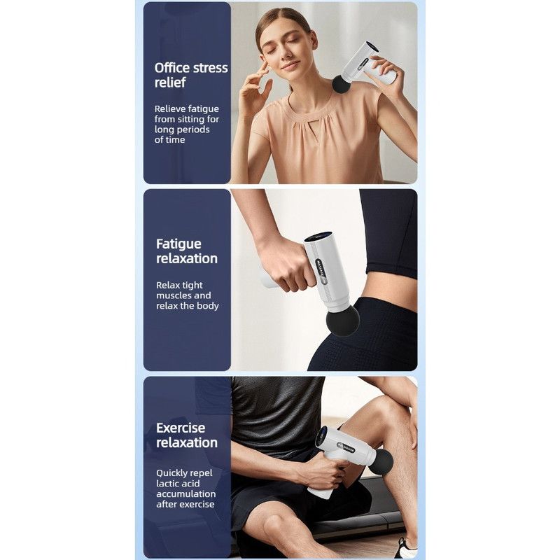 LED Digital Display 6-Speed Mini Fascia Gun, Rechargeable Portable Electric Muscle Massager for Fitness and Neck Relief—White - Image 4
