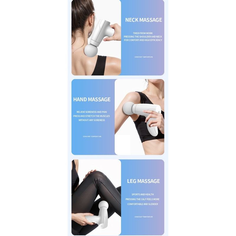 3-Speed Mini Portable Fascia Gun, USB-Rechargeable Low-Noise Muscle Massage Gun for Fitness and Home Use—Pink - Image 3