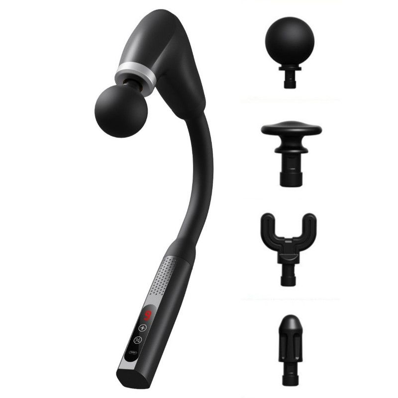 U-Shaped Extended Handle Fascia Gun, 9-Speed Variable Electric Deep Tissue Massager for Back, and Body Relief—Black - Image 1