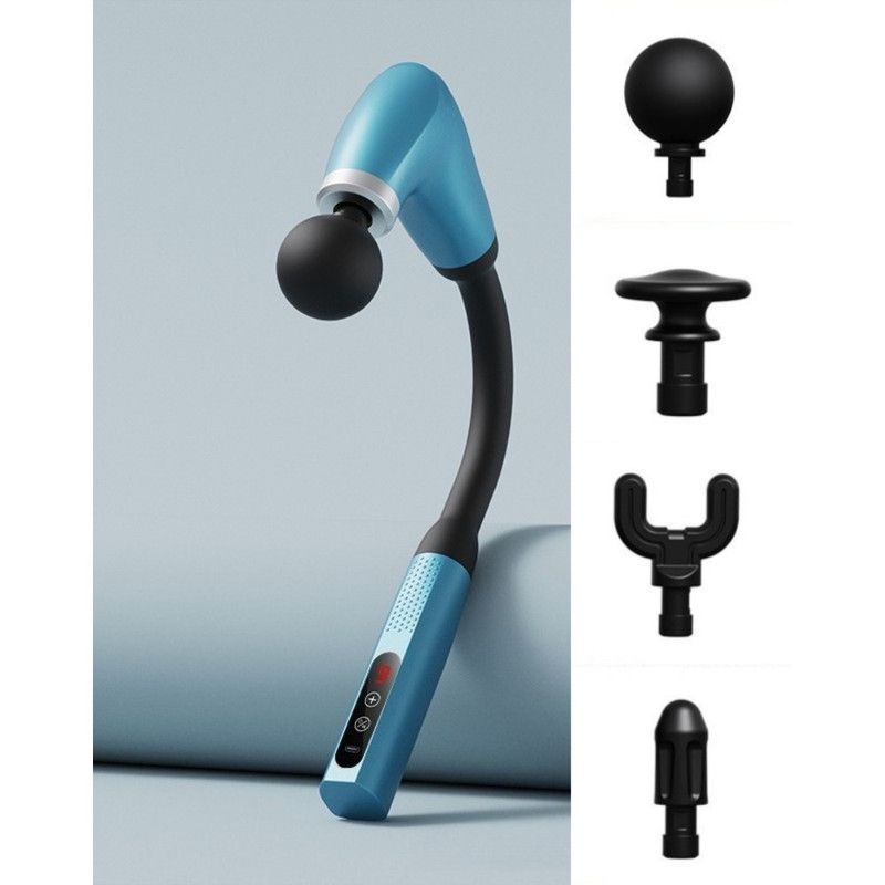 U-Shaped Extended Handle Fascia Gun, 9-Speed Variable Electric Deep Tissue Massager for Back, and Body Relief—Blue - Image 1