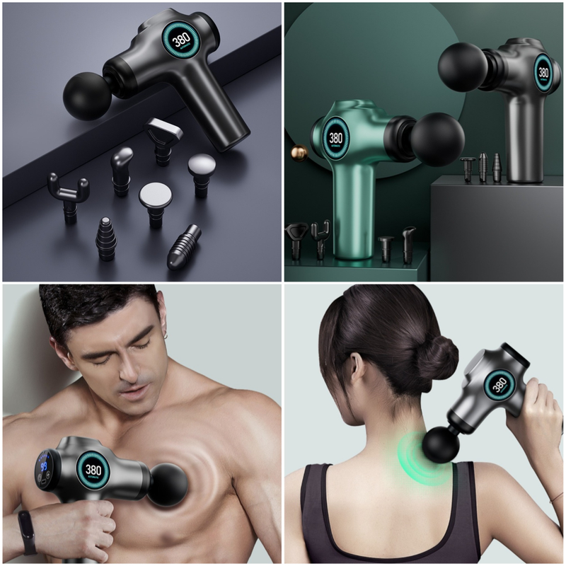 99-Speed Touchscreen Fascia Gun with 8 Massage Heads, Rechargeable Deep Tissue Muscle Massager—Green - Image 7