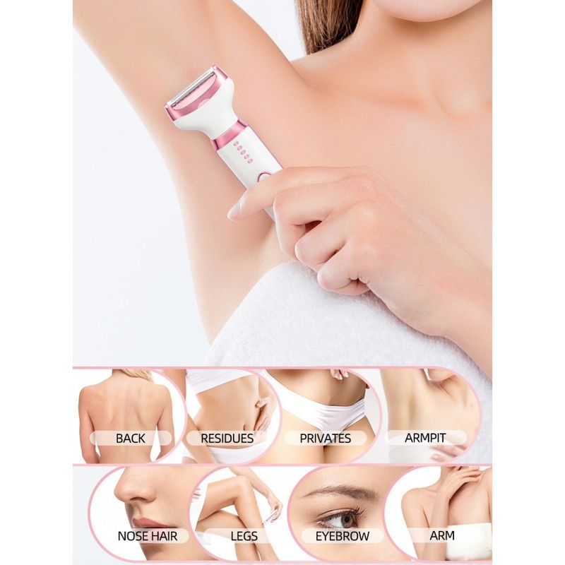 5-in-1 Electric Hair Trimmer with LED Display, Women's Body Shaver for Nose, Eyebrow and Underarm Hair Removal - Image 4