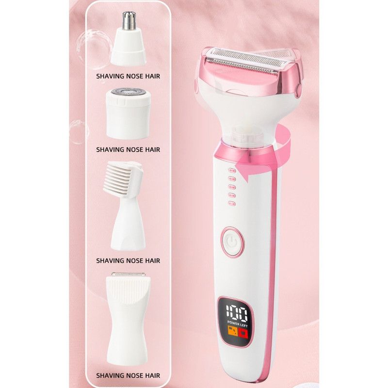 5-in-1 Electric Hair Trimmer with LED Display, Women's Body Shaver for Nose, Eyebrow and Underarm Hair Removal - Image 6