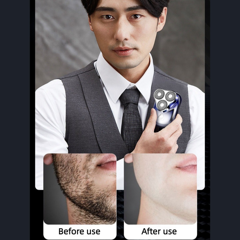Mini Triple-Head Electric Shaver, IPX7 Full-Body Washable Rechargeable Men's Razor, Father's Day Gift—Blue - Image 3
