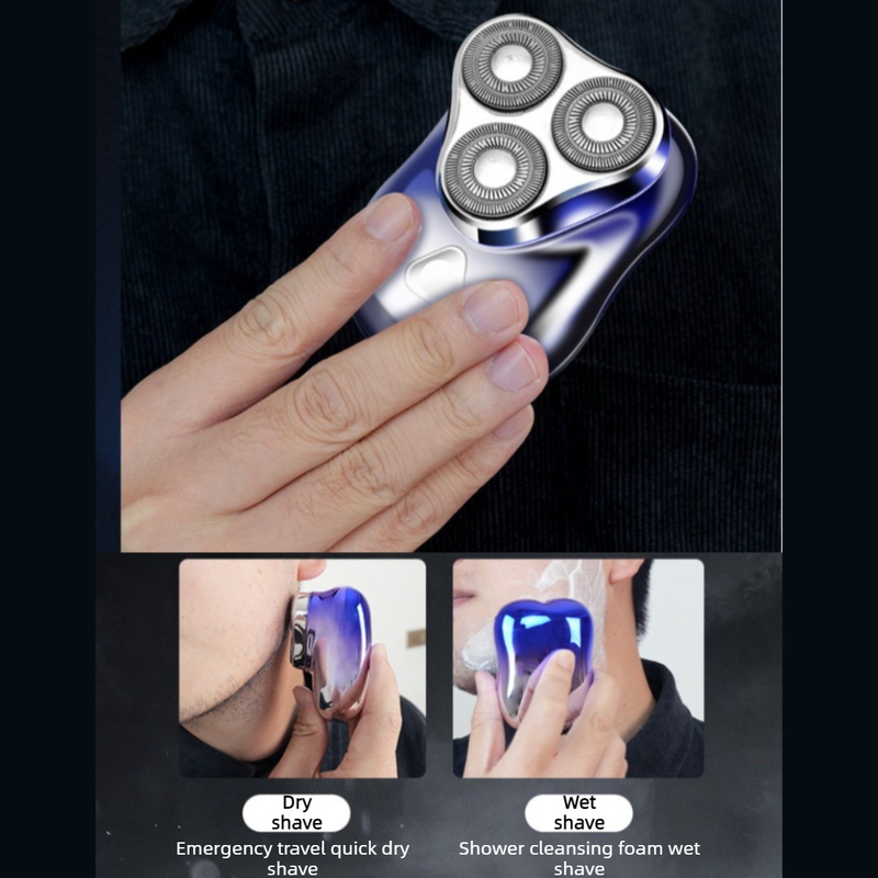 Mini Triple-Head Electric Shaver, IPX7 Full-Body Washable Rechargeable Men's Razor, Father's Day Gift—Blue - Image 4