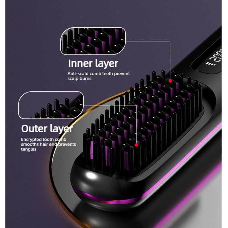 Portable Negative Ion Hair Straightener Brush, 3-Temperature Dual-Use Styling Comb for Travel and Home Use—White - Image 3
