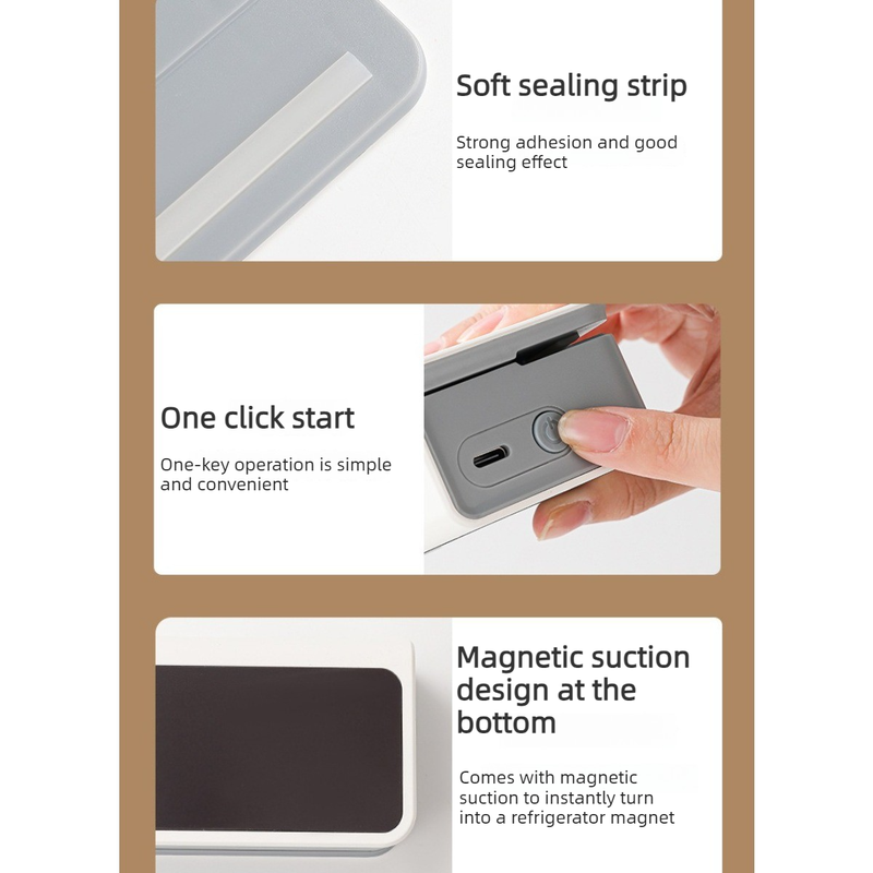 Magnetic Rechargeable Sealer, 6-Speed Adjustable Portable Press Sealing Machine for Snack and Coffee—White - Image 5