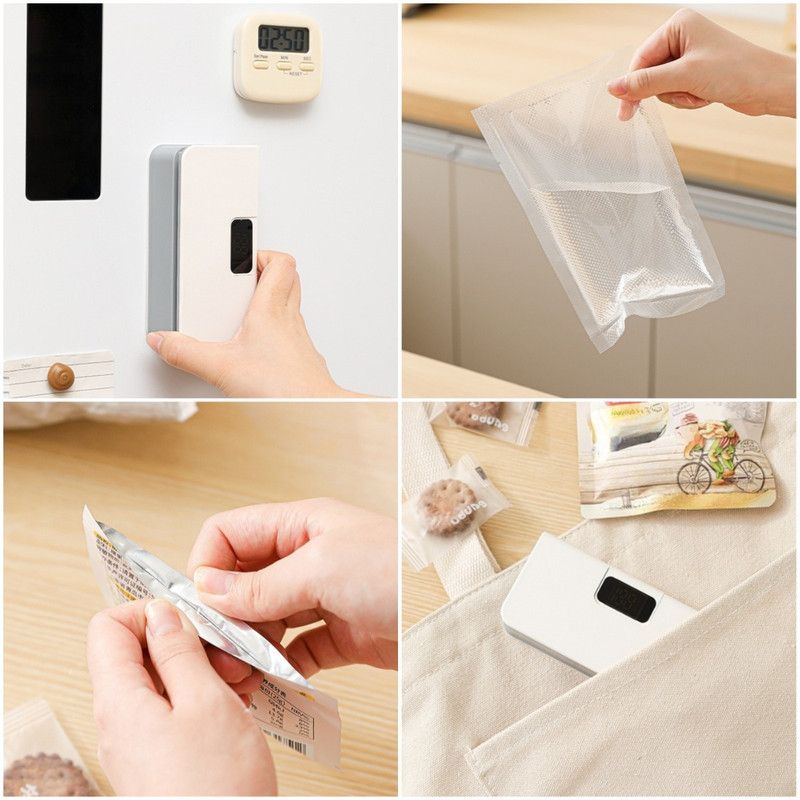 Magnetic Rechargeable Sealer, 6-Speed Adjustable Portable Press Sealing Machine for Snack and Coffee—White - Image 6