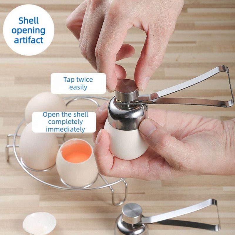 Food Grade Stainless Steel Egg Cutter, Manual Egg Shell Opener For Raw Egg Glutinous Rice Egg, Separator Tool - Image 2