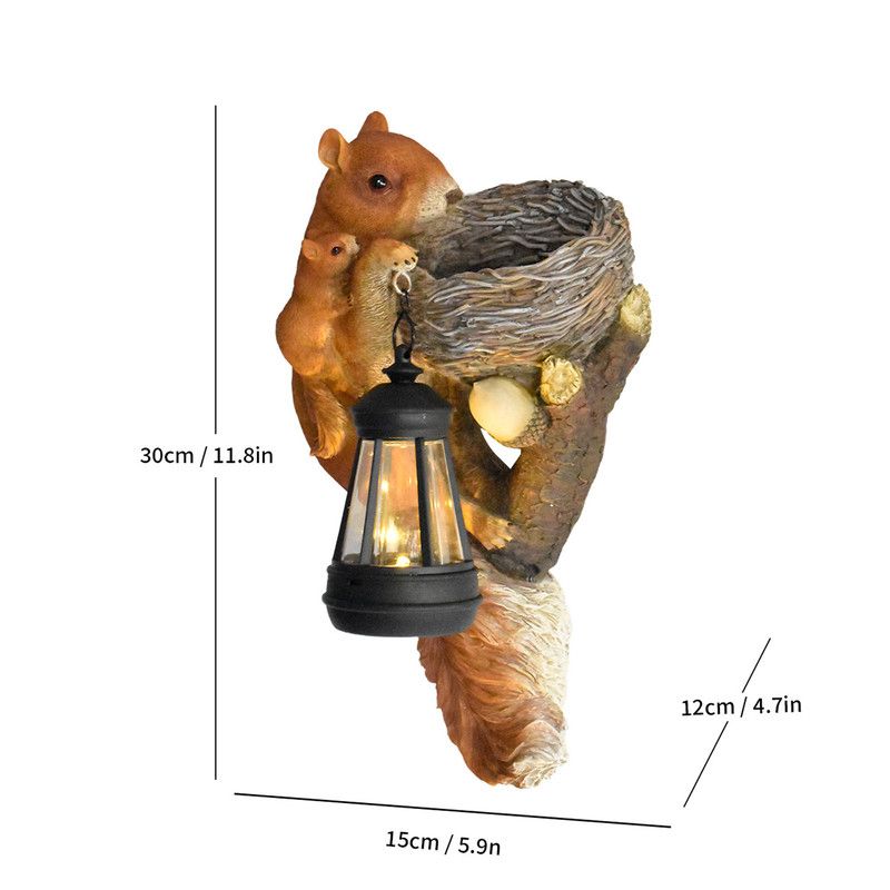 Retro Squirrel Lantern Solar-Powered Outdoor Wall Light, Solar-Powered with Light Sensor, Outdoor Garden and Courtyard Wall Decor, Balcony and Tree-Mounted Ambiance Night Light, Courtyard Statue and Ornament - Image 3