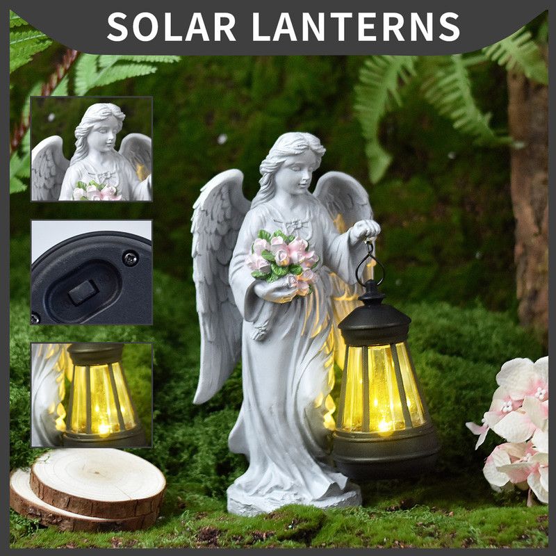 Solar-Powered Angel Lantern Outdoor Light, Resin Waterproof Garden Decorative Light, Walkway and Lawn Mood Light, Garden Statue Ornament for Ambiance - Image 3