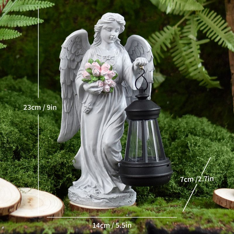 Solar-Powered Angel Lantern Outdoor Light, Resin Waterproof Garden Decorative Light, Walkway and Lawn Mood Light, Garden Statue Ornament for Ambiance - Image 4