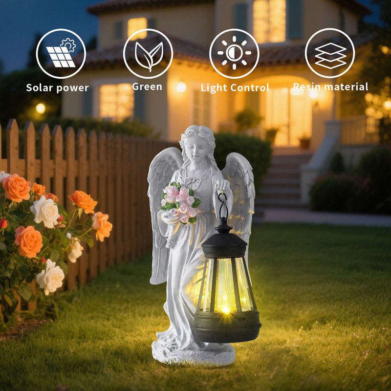 Solar-Powered Angel Lantern Outdoor Light, Resin Waterproof Garden Decorative Light, Walkway and Lawn Mood Light, Garden Statue Ornament for Ambiance - Image 5
