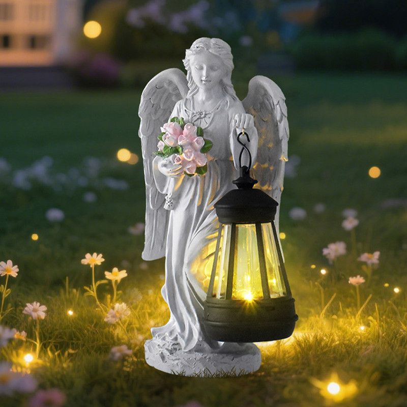 Solar-Powered Angel Lantern Outdoor Light, Resin Waterproof Garden Decorative Light, Walkway and Lawn Mood Light, Garden Statue Ornament for Ambiance - Image 8