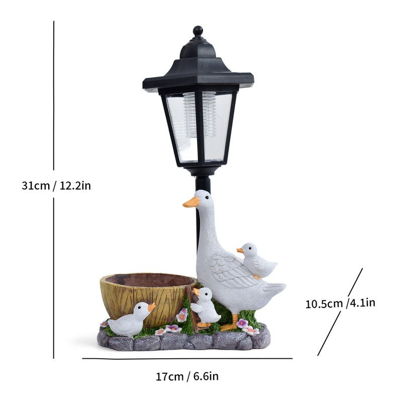 Creative Cute Duck Resin Flower Pot Solar Outdoor Light, Courtyard and Garden Decorative Ornament—Retro Lawn Ambiance Night Light, Multifunctional Flower Pot Ornament, Balcony Plant Decorative Floor Lamp - Image 2
