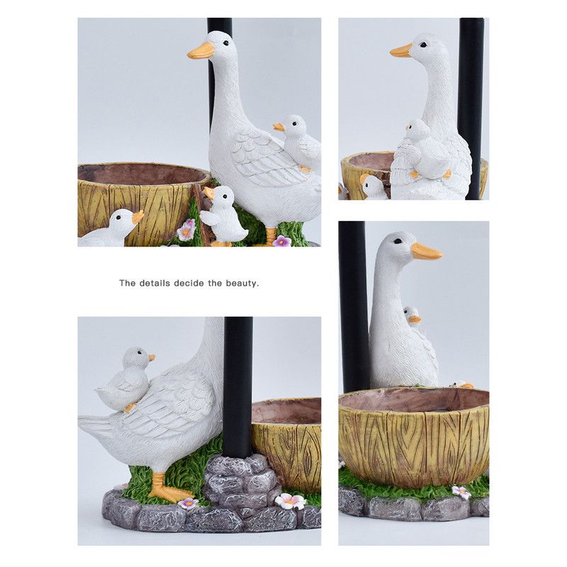 Creative Cute Duck Resin Flower Pot Solar Outdoor Light, Courtyard and Garden Decorative Ornament—Retro Lawn Ambiance Night Light, Multifunctional Flower Pot Ornament, Balcony Plant Decorative Floor Lamp - Image 3