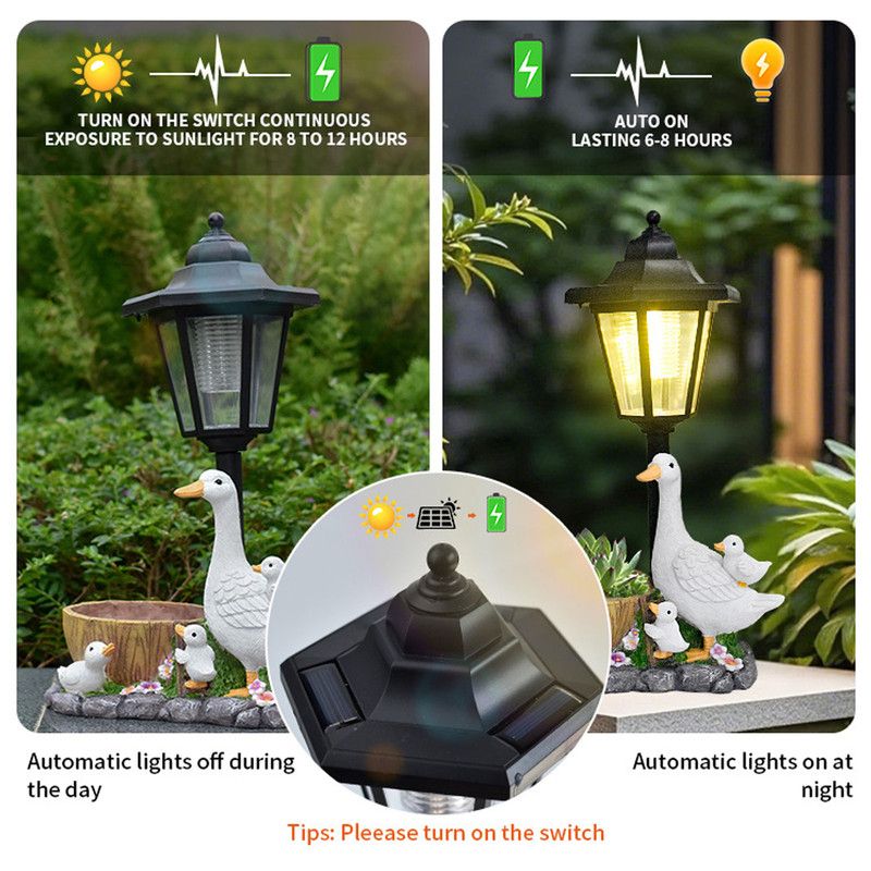 Creative Cute Duck Resin Flower Pot Solar Outdoor Light, Courtyard and Garden Decorative Ornament—Retro Lawn Ambiance Night Light, Multifunctional Flower Pot Ornament, Balcony Plant Decorative Floor Lamp - Image 4
