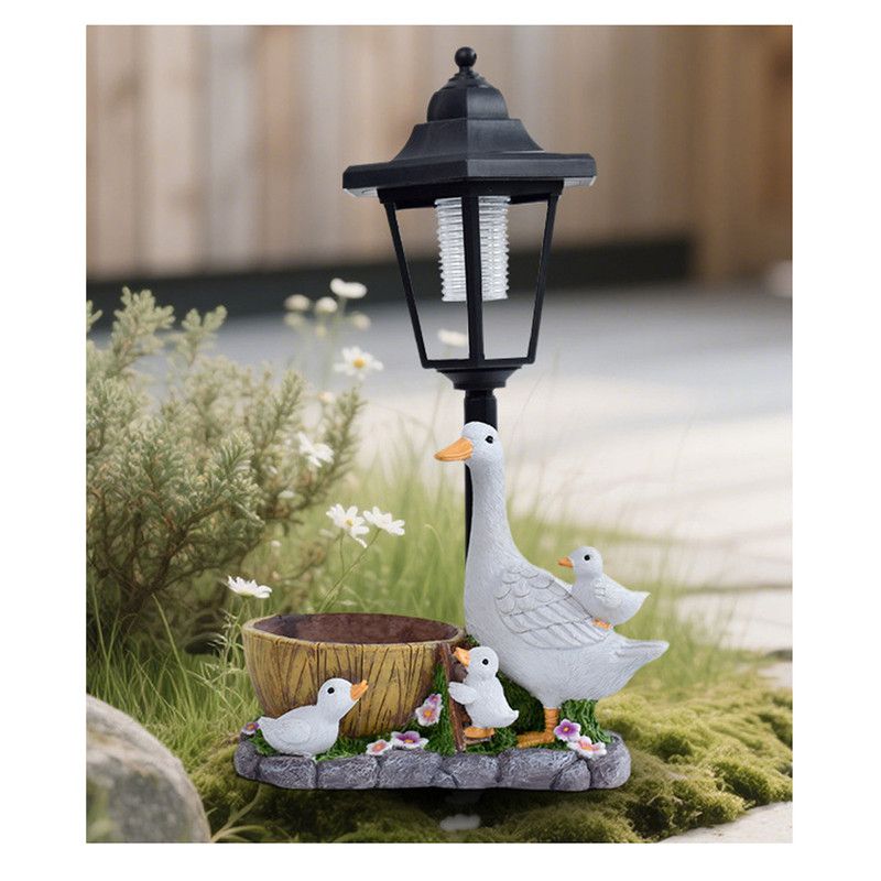 Creative Cute Duck Resin Flower Pot Solar Outdoor Light, Courtyard and Garden Decorative Ornament—Retro Lawn Ambiance Night Light, Multifunctional Flower Pot Ornament, Balcony Plant Decorative Floor Lamp - Image 7