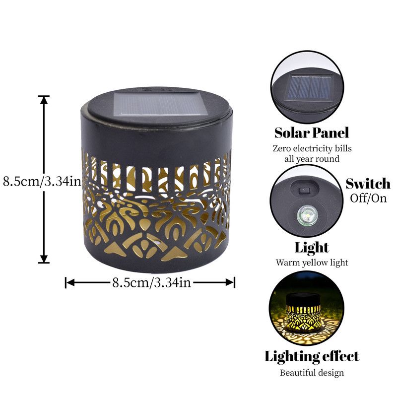 Solar-Powered Wrought Iron Mandala Pattern Openwork Projection Light, Courtyard and Garden Mood Light, Outdoor Waterproof Wrought Iron Garden Light, Lawn Night Light - 2-Pack - Image 4