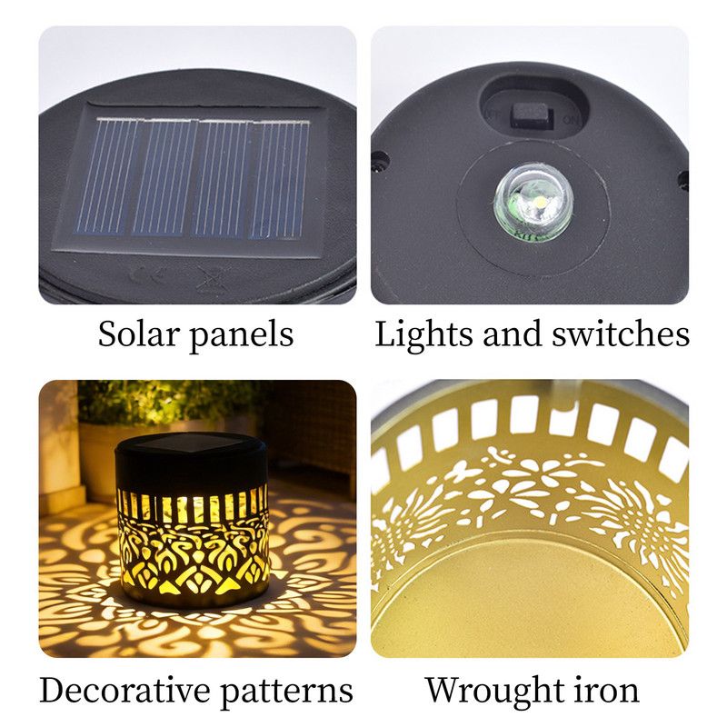 Solar-Powered Wrought Iron Mandala Pattern Openwork Projection Light, Courtyard and Garden Mood Light, Outdoor Waterproof Wrought Iron Garden Light, Lawn Night Light - 2-Pack - Image 5