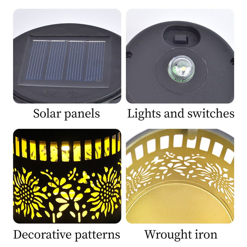Solar-Powered Wrought Iron Sunflower-Patterned Openwork Projection Light, Courtyard and Garden Mood Light, Outdoor Waterproof Wrought Iron Garden Light, Lawn Night Light - 1-Pack - Image 5