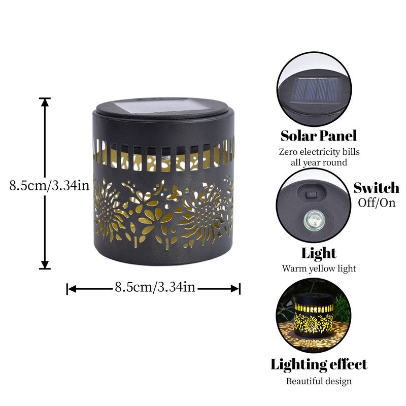 Solar-Powered Wrought Iron Sunflower-Patterned Openwork Projection Light, Courtyard and Garden Mood Light, Outdoor Waterproof Wrought Iron Garden Light, Lawn Night Light - 2-Pack - Image 4