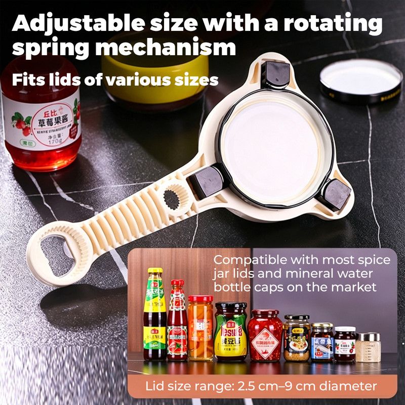 4-in-1 Multi-Function Can Opener, Essential Kitchen Tool for Opening Lids, Multi-Size Bottle Opener - Purple - Image 4