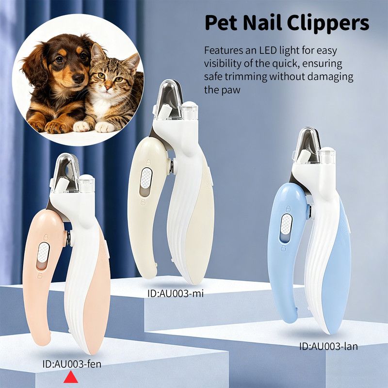 Pet Nail Clippers with Light, Splatter-Proof and Safe, Universal Tool for Cats and Dogs, LED Light for Locating the Quick - Pink - Image 1