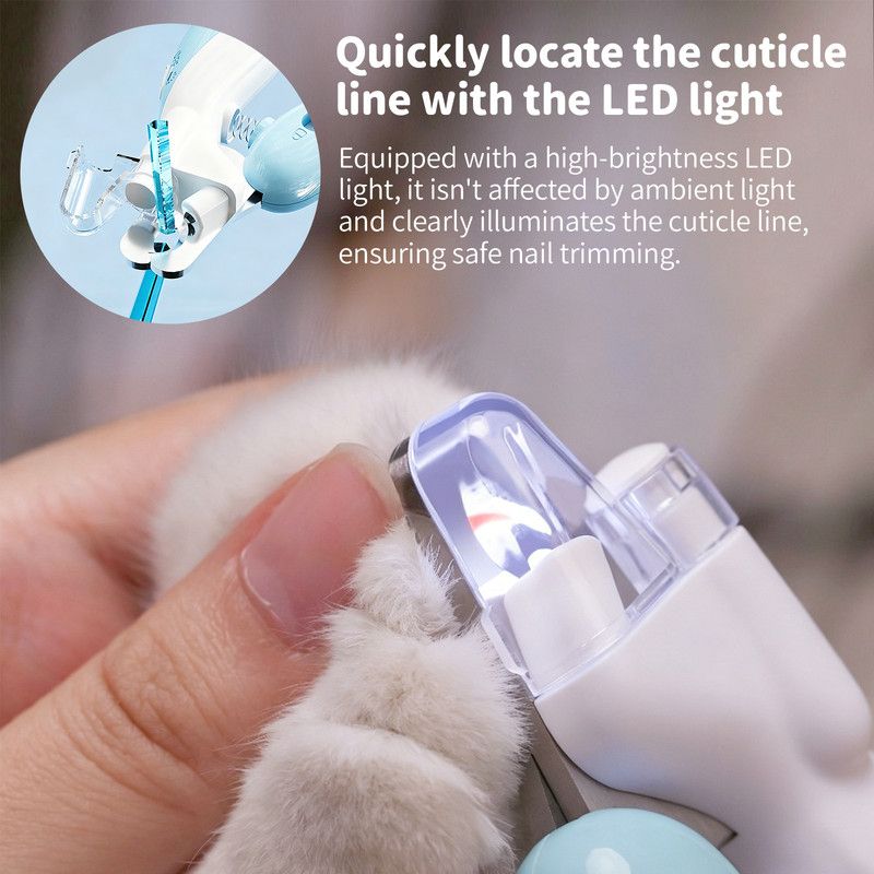 Pet Nail Clippers with Light, Splatter-Proof and Safe, Universal Tool for Cats and Dogs, LED Light for Locating the Quick - Pink - Image 2
