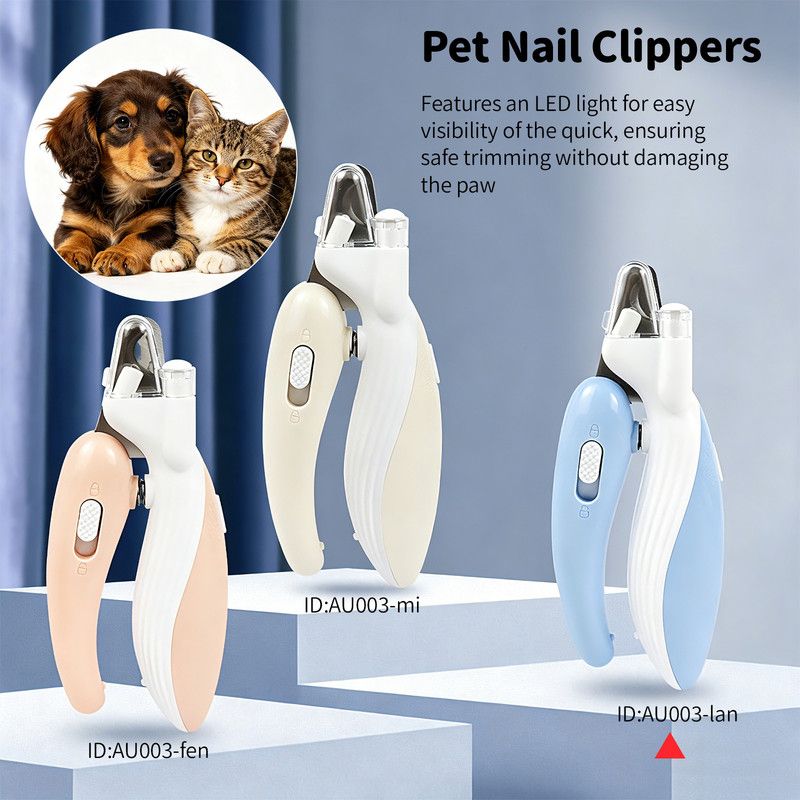 Pet Nail Clippers with Light, Splatter-Proof and Safe Grooming Tool, Universal for Cats and Dogs, LED Light for Locating the Quick - Blue - Image 1