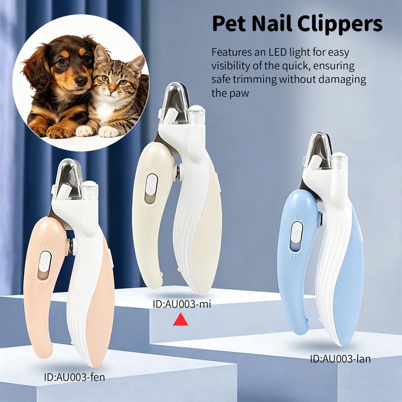 Pet Nail Clippers with Light, Splatter-Proof and Safe Grooming Tool, Universal for Cats and Dogs, LED Light for Locating the Quick - Off-White - Image 1