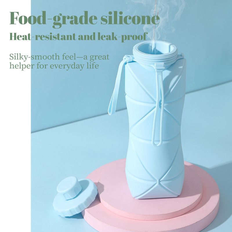 800ml Large-Capacity Food-Grade Silicone Folding Water Cup, Portable Outdoor High-Temperature Resistant Water Bottle, Travel and Camping Compressible Water Bottle, Travel Water Cup - Gray - Image 5