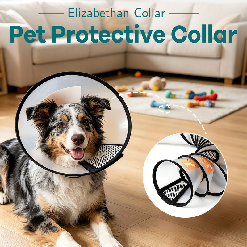 Classic Elizabethan Collar - Anti-Licking Collar - Multiple Sizes - Adjustable - Bite-Resistant - Transparent - Flea & Tick Prevention & Anti-Licking - Velcro Closure - For Cats & Dogs -27-31CM - 1 Piece - Image 3