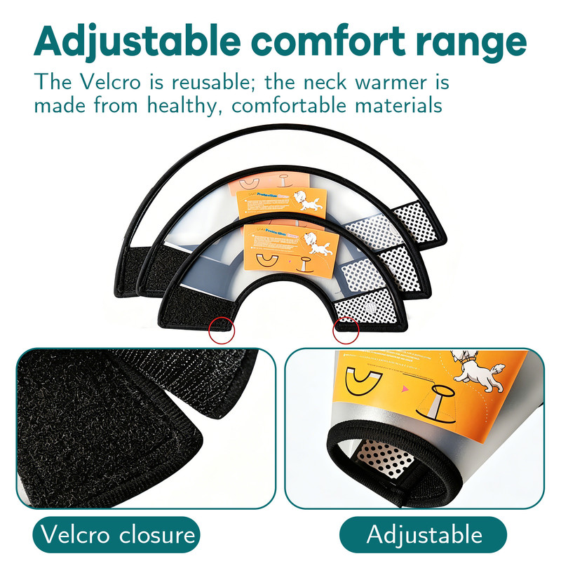 Classic Elizabethan Collar - Anti-Licking Collar - Multiple Sizes - Adjustable - Bite-Resistant - Transparent - Flea & Tick Prevention & Anti-Licking - Velcro Closure - For Cats & Dogs -18-21CM - 1 Piece - Image 2