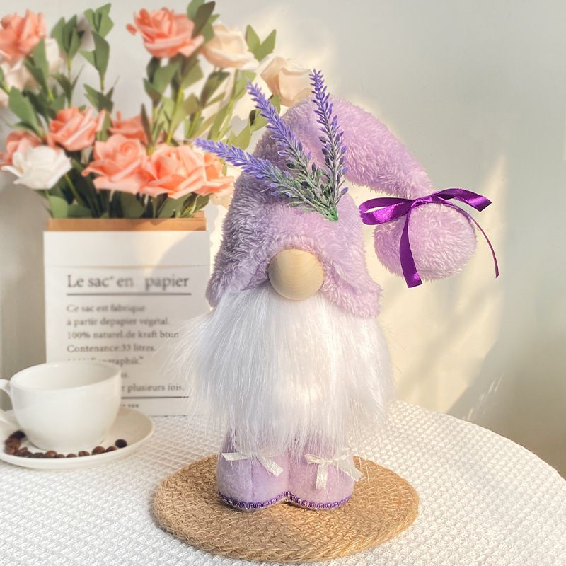 1pc Plush standing gnome doll — faceless old man figurine, festive tabletop ornament and gift.Lavender faceless old man gnome - Image 1
