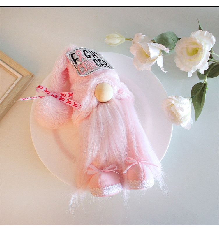 1pc Plush standing gnome doll — faceless old man figurine, festive tabletop ornament and gift.Pink get-well soon gnome doll - Image 1