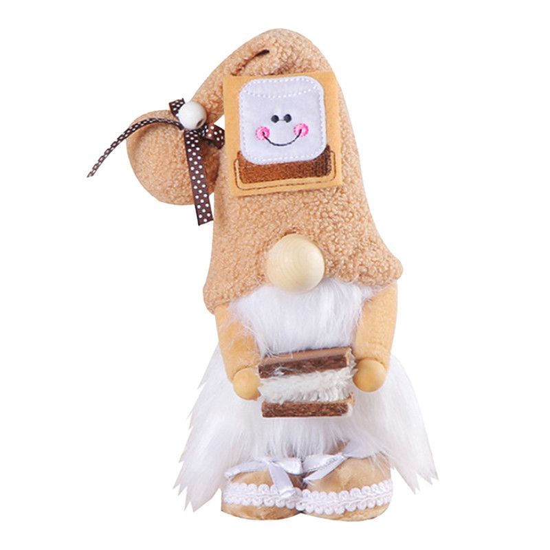 1pc Plush standing gnome doll — faceless old man figurine, festive tabletop ornament and gift.Smiley face cake gnome - Image 1