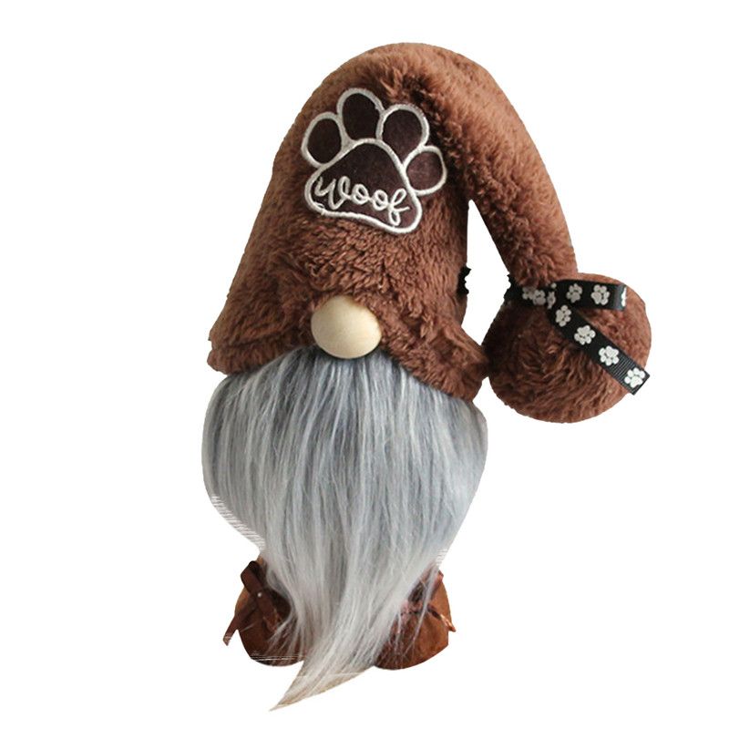 1pc Plush standing gnome doll — faceless old man figurine, festive tabletop ornament and gift.DOG series coffee hat gnome - Image 1