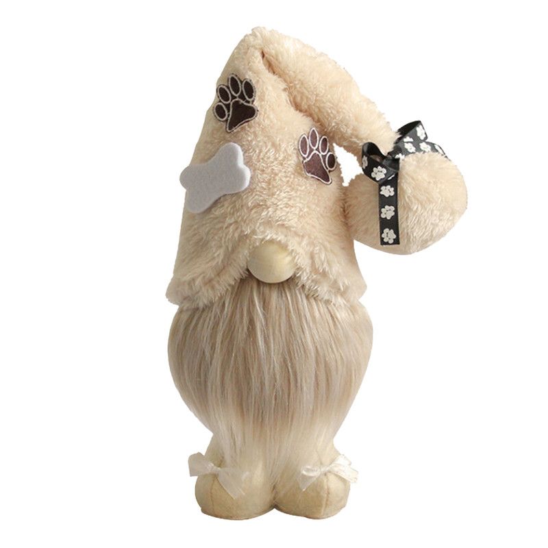 1pc Plush standing gnome doll — faceless old man figurine, festive tabletop ornament and gift.DOG series white hat gnome - Image 1