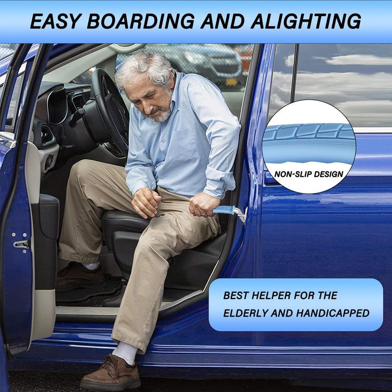 1PC Vehicle Support Handle and Mobility Aid, Portable Car Assist Grab Bar for Sit-to-Stand Assistance, Ideal for Seniors and Adults, Durable Door Handle Support with Ergonomic Design-blue - Image 2