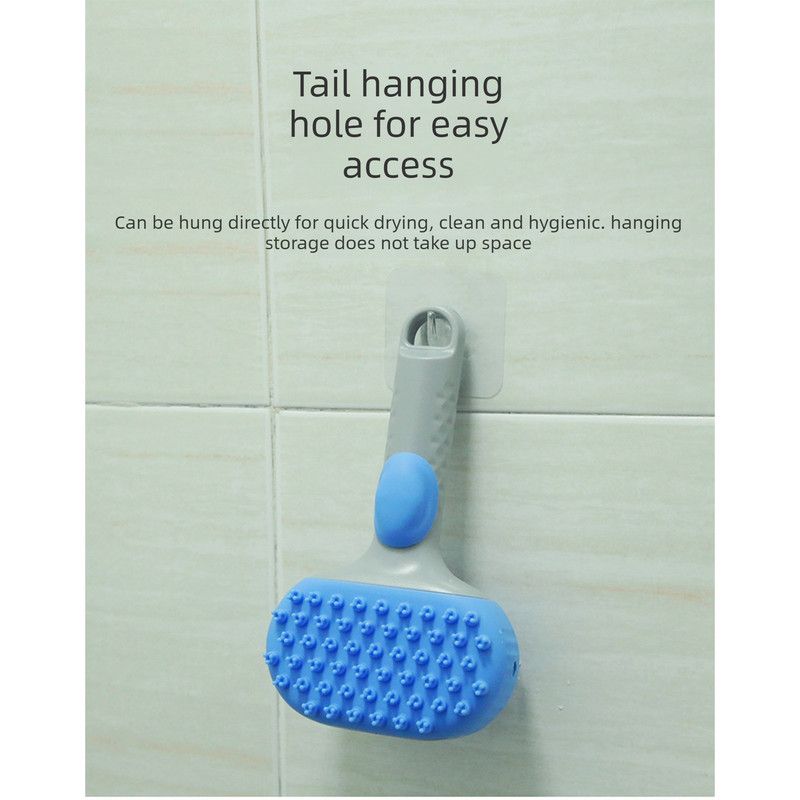 Pet Bath Brush Massage Shampoo Dispensing Grooming Brush for Dog Cat Hair Cleaning-blue - Image 2