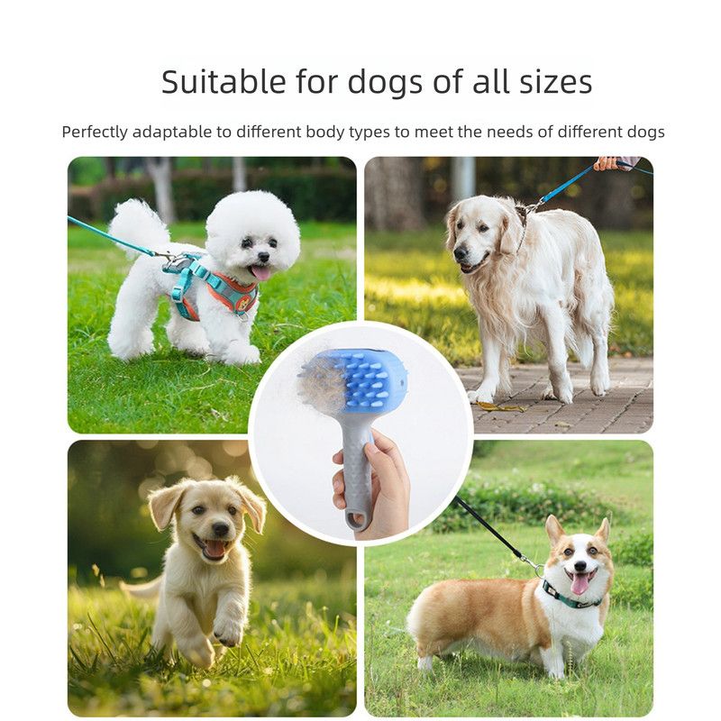 Pet Bath Brush Massage Shampoo Dispensing Grooming Brush for Dog Cat Hair Cleaning-blue - Image 4