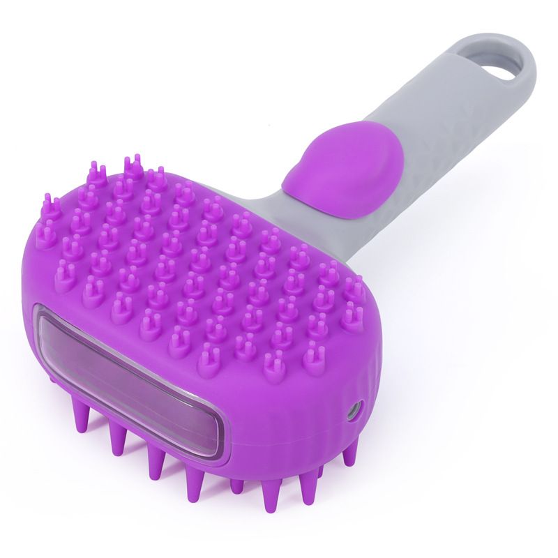 Pet Bath Brush Massage Shampoo Dispensing Grooming Brush for Dog Cat Hair Cleaning-purple - Image 1