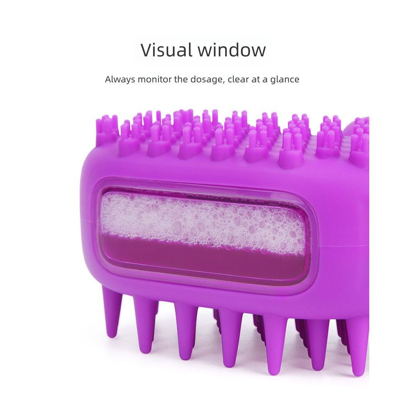 Pet Bath Brush Massage Shampoo Dispensing Grooming Brush for Dog Cat Hair Cleaning-purple - Image 4