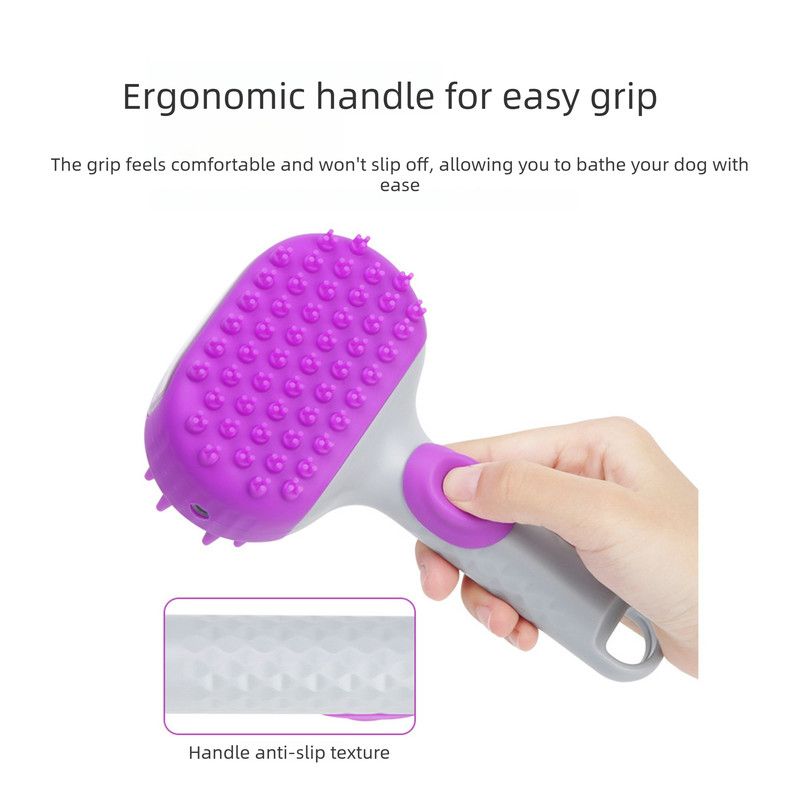 Pet Bath Brush Massage Shampoo Dispensing Grooming Brush for Dog Cat Hair Cleaning-purple - Image 6