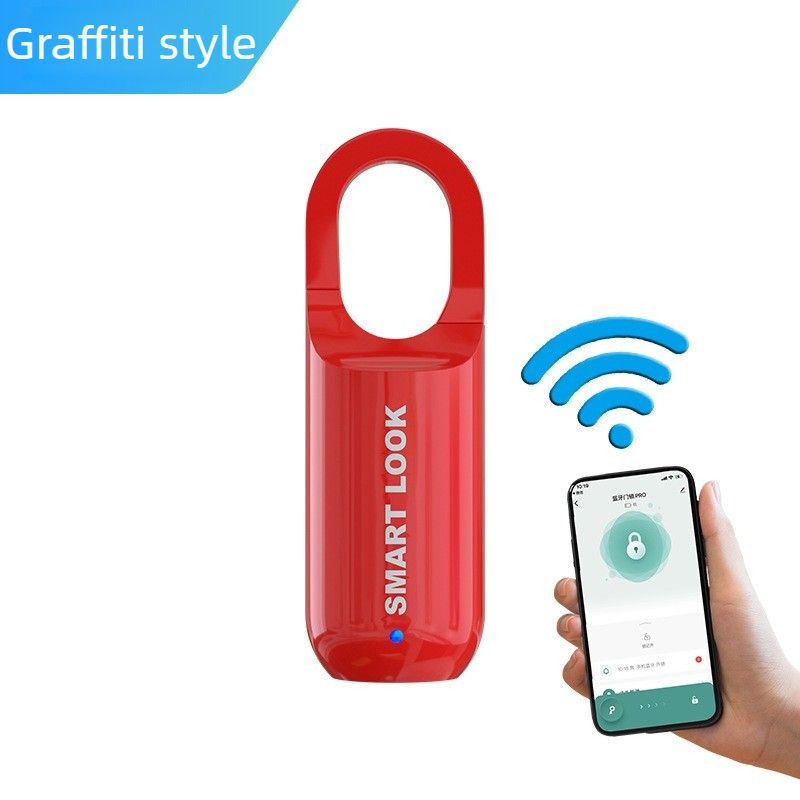 Smart Fingerprint Padlock Portable Luggage Lock Type C Rechargeable Anti Theft Travel Bag Lock-red - Image 1
