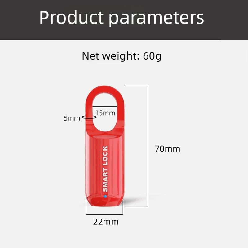 Smart Fingerprint Padlock Portable Luggage Lock Type C Rechargeable Anti Theft Travel Bag Lock-red - Image 4